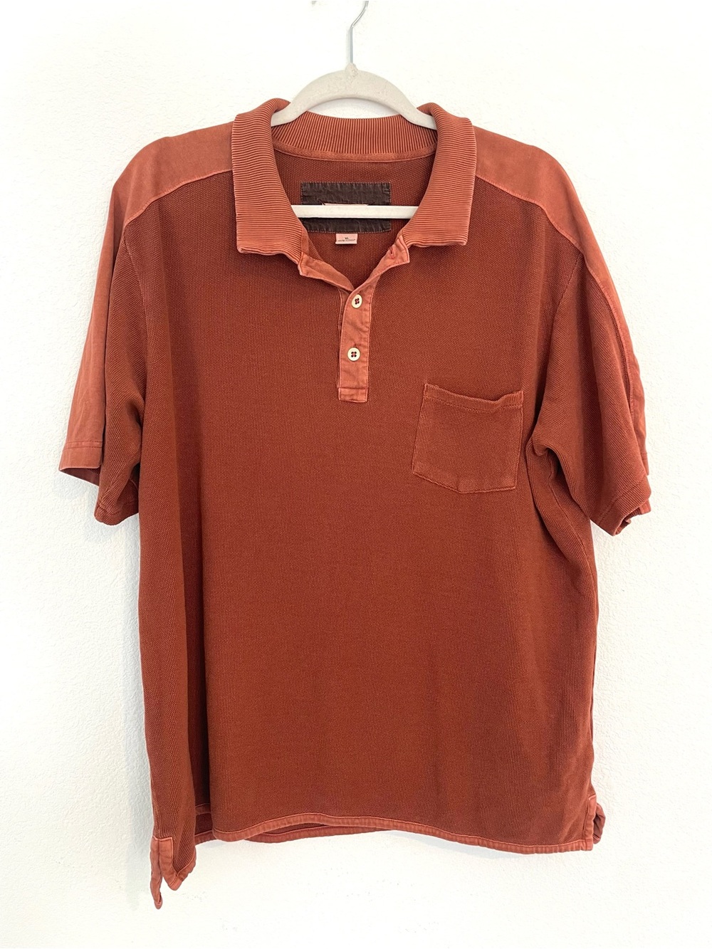 32 Bar Blues Burnt Orange Short Sleeve Pocket Polo Shirt Men's XL